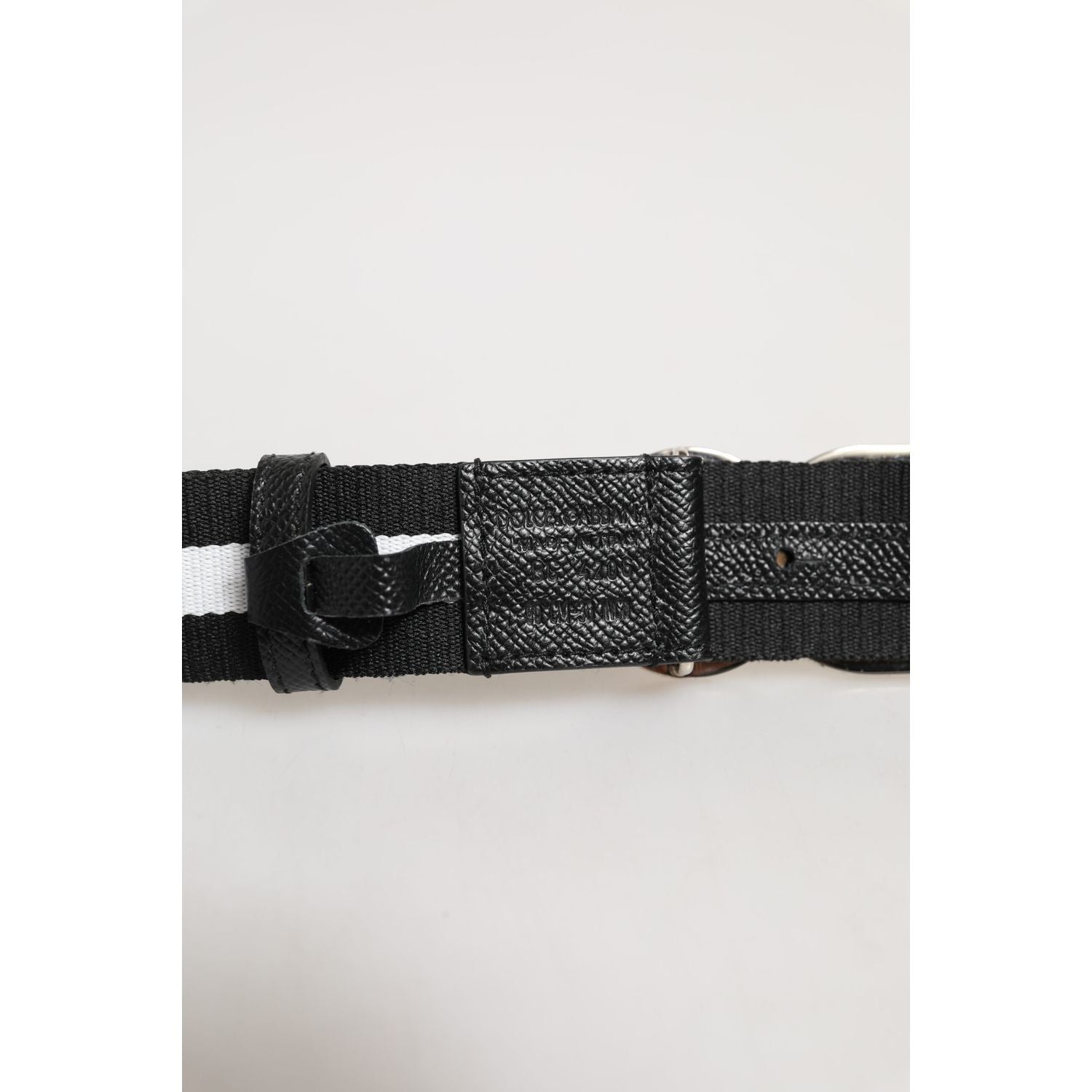 Dolce & Gabbana Black Cotton Gold Tone Metal DG Buckle Belt