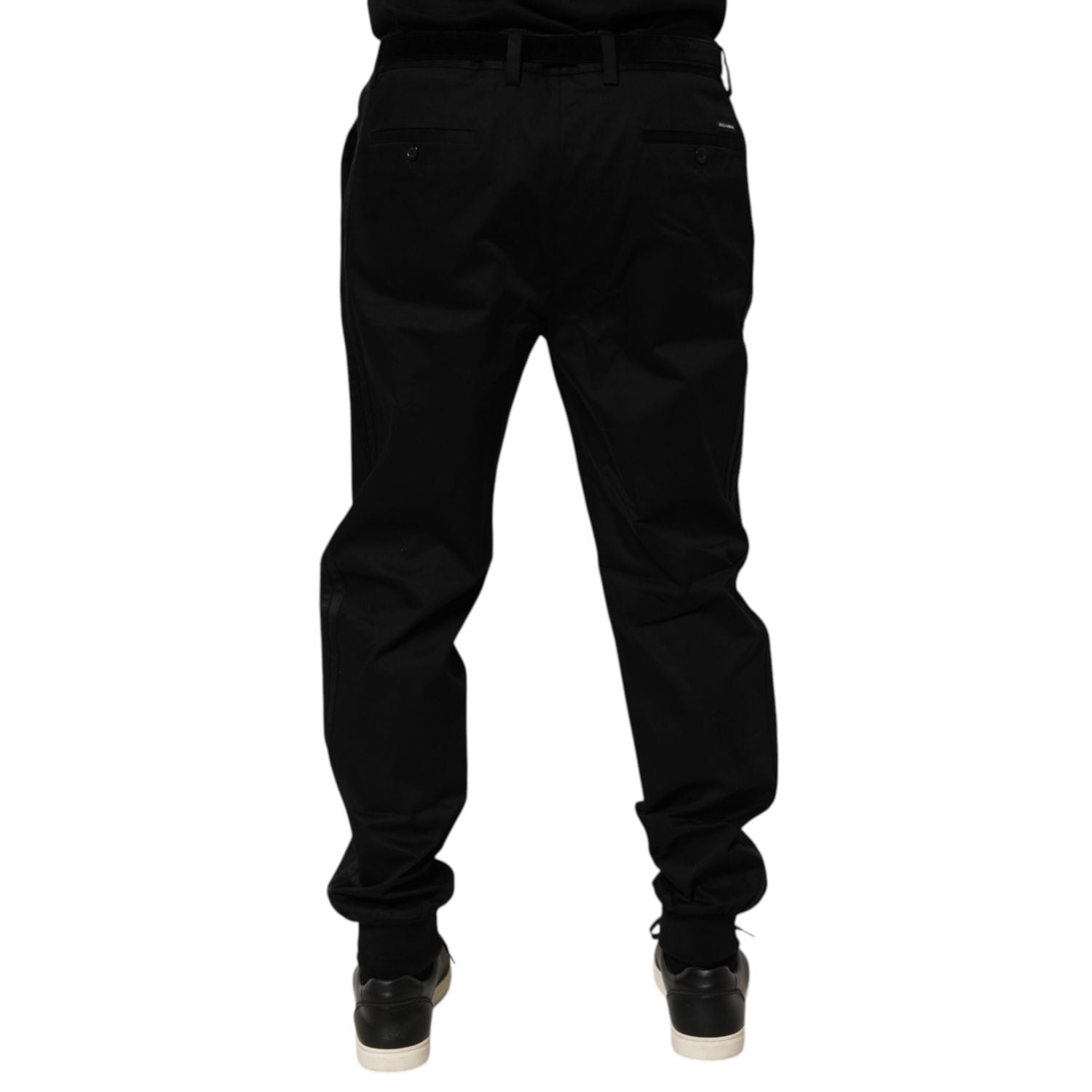 Dolce & Gabbana Black Cotton Stretch Casual Trouser Pants