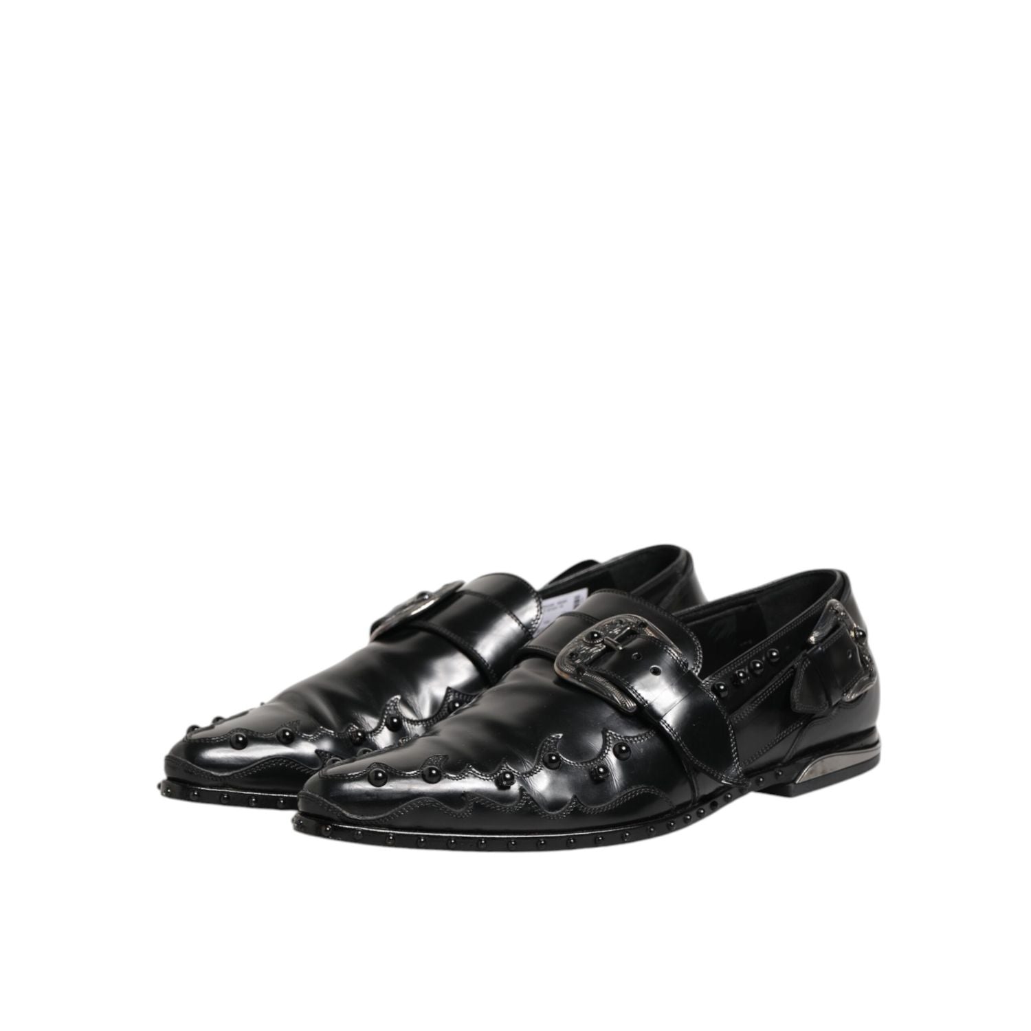 Dolce & Gabbana Black Embellished Dress Monk Strap Shoes
