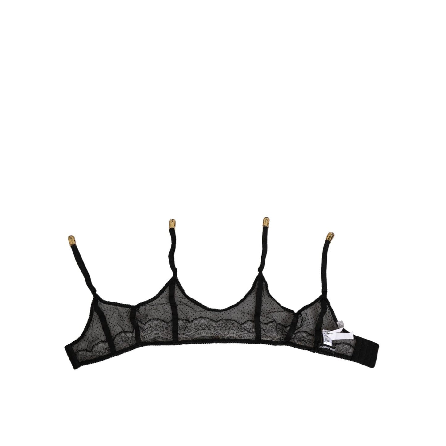 Dolce & Gabbana Black Floral Lace Nylon Strap Garter Underwear