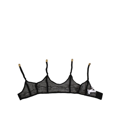 Dolce & Gabbana Black Floral Lace Nylon Strap Garter Underwear