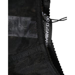 Dolce & Gabbana Black High Waist Mesh Sheer Shapewear Underwear detail with logo tag, elegant Italian design.