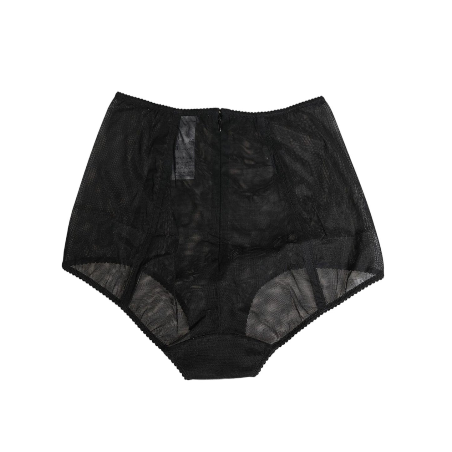Dolce & Gabbana Black High Waist Mesh Sheer Shapewear Underwear with DG logo detail, crafted in Italy