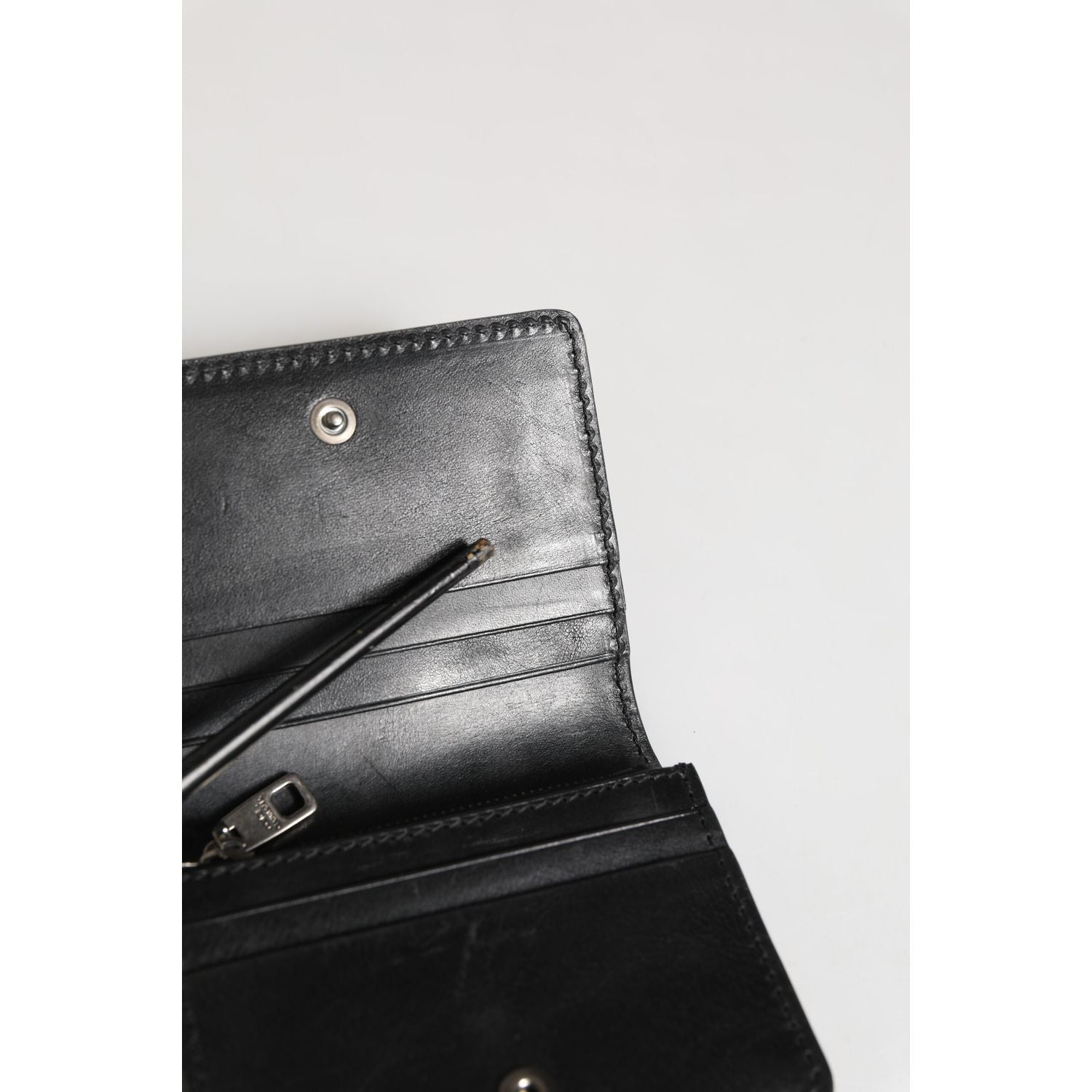 Dolce & Gabbana Black Leather Bifold Card Holder Mens Coin Purse Key Clip Wallet