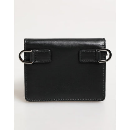 Dolce & Gabbana Black Leather DG Logo Bifold Card Holder Men Borse Wallet