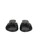 Dolce & Gabbana Black Leather Heels Slides Sandals Shoes