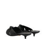 Dolce & Gabbana Black Leather Heels Slides Sandals Shoes