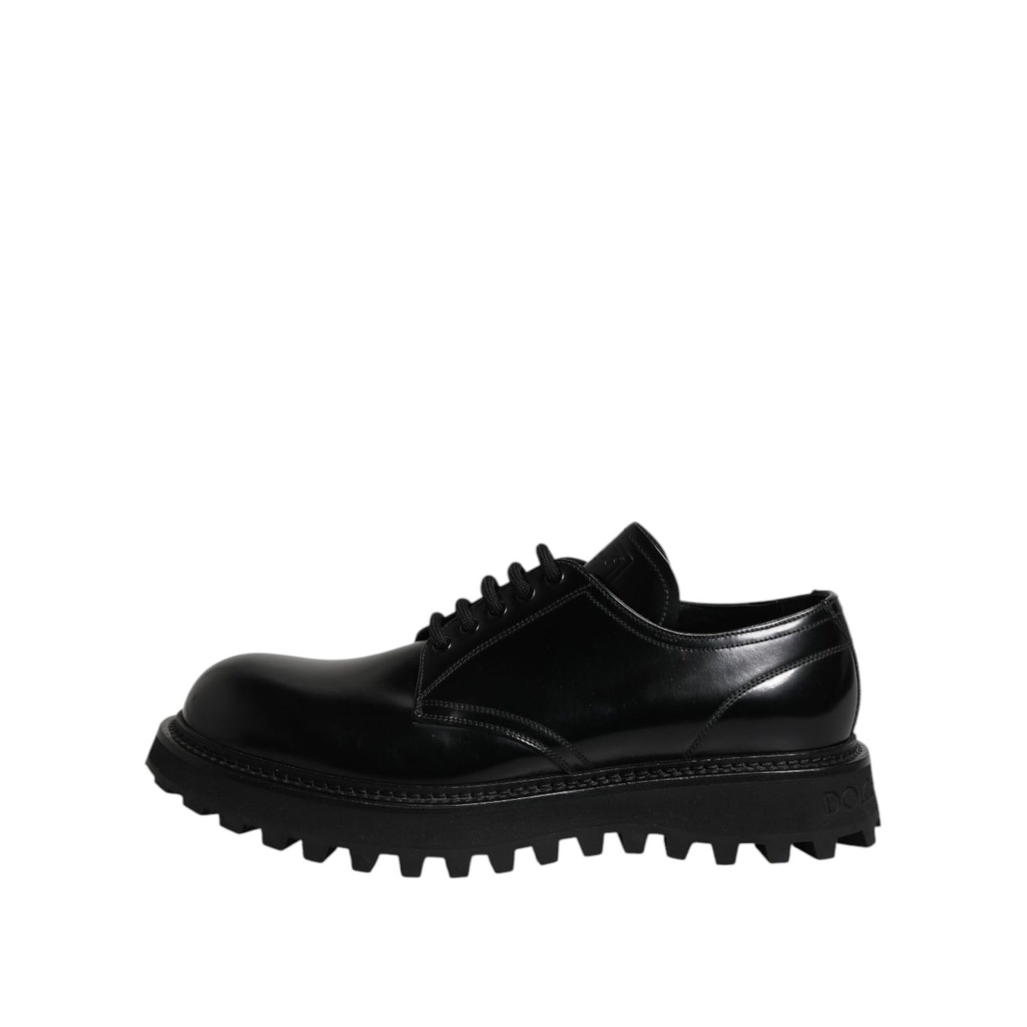 Dolce & Gabbana Black Leather Lace Up Derby Men Dress Shoes