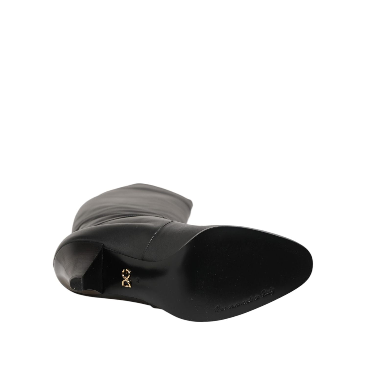 Dolce & Gabbana Black Leather Over-The-Knee DG Boots  Shoes