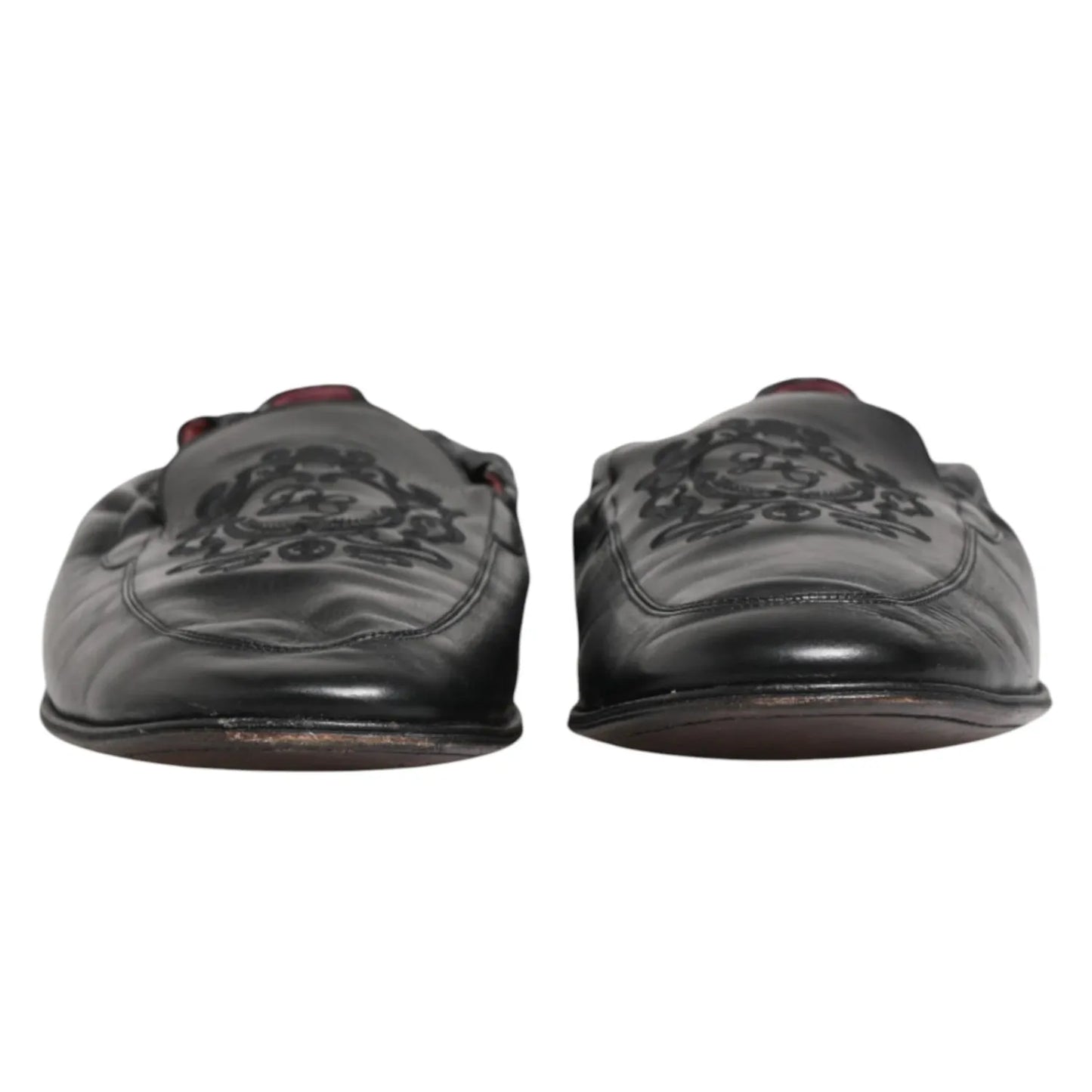 Dolce & Gabbana Black Leather Slip On Men Flat Loafers Shoes