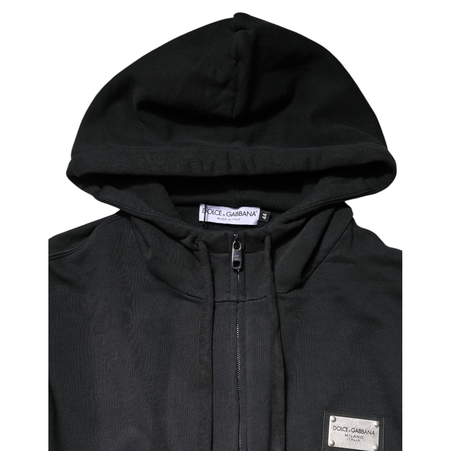 Dolce & Gabbana Black Logo Full Zip Hooded Sweatshirt Sweater