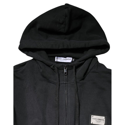 Dolce & Gabbana Black Logo Full Zip Hooded Sweatshirt Sweater