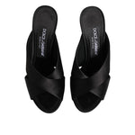 Dolce & Gabbana Black Logo KEIRA Satin Slides Sandals Shoes