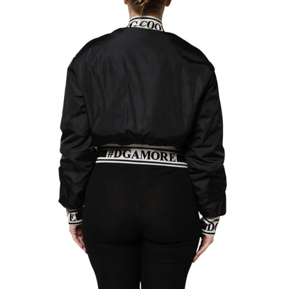 Dolce & Gabbana Black Nylon #DGFamily Full Zip Bomber Jacket