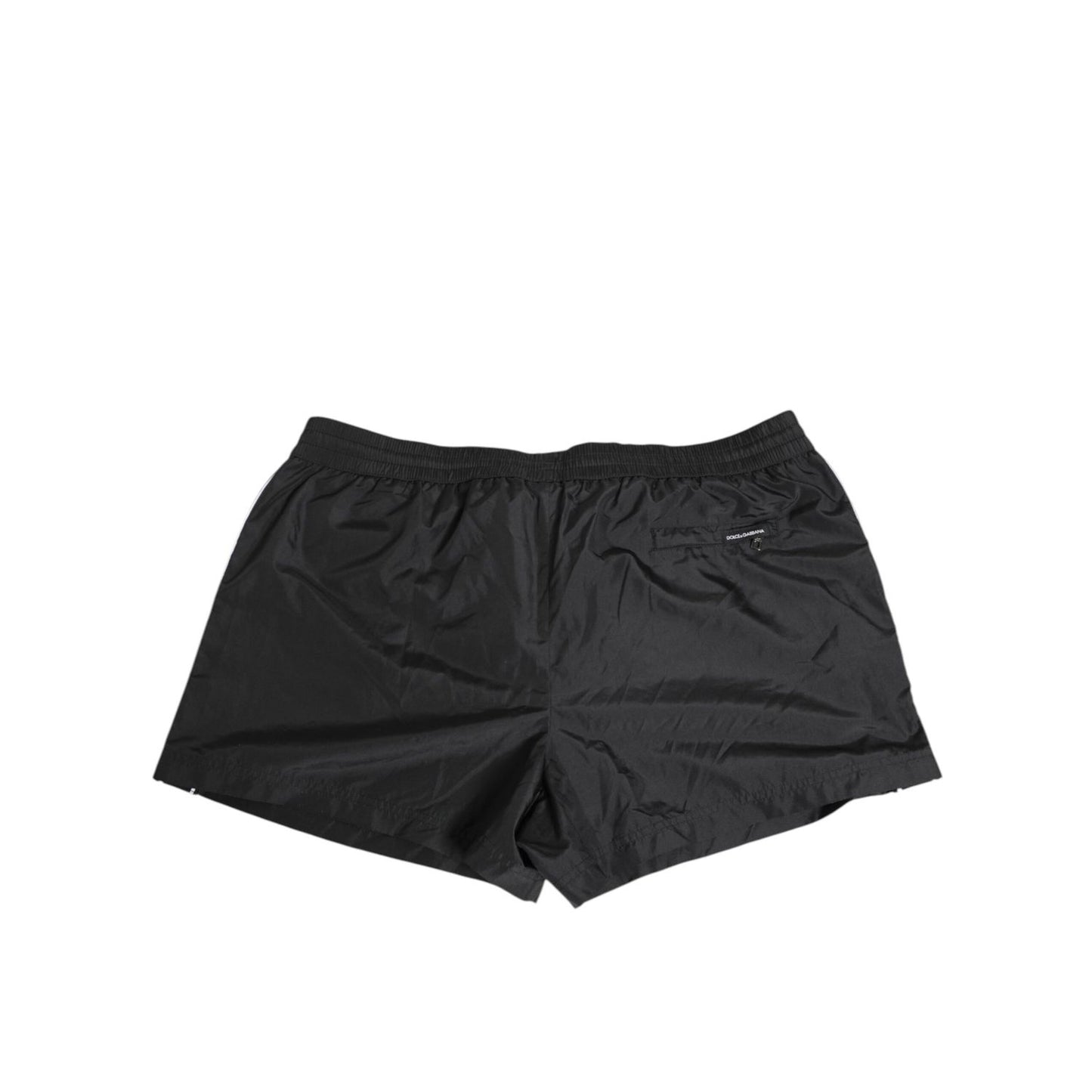 Dolce & Gabbana Black Nylon KING Sideband Men Boxer Shorts Swimwear with elastic waistband and bold logo sidebands.