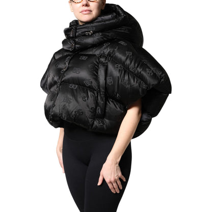 Dolce & Gabbana Black Padded Puffer Hooded Full Zip Cropped Jacket