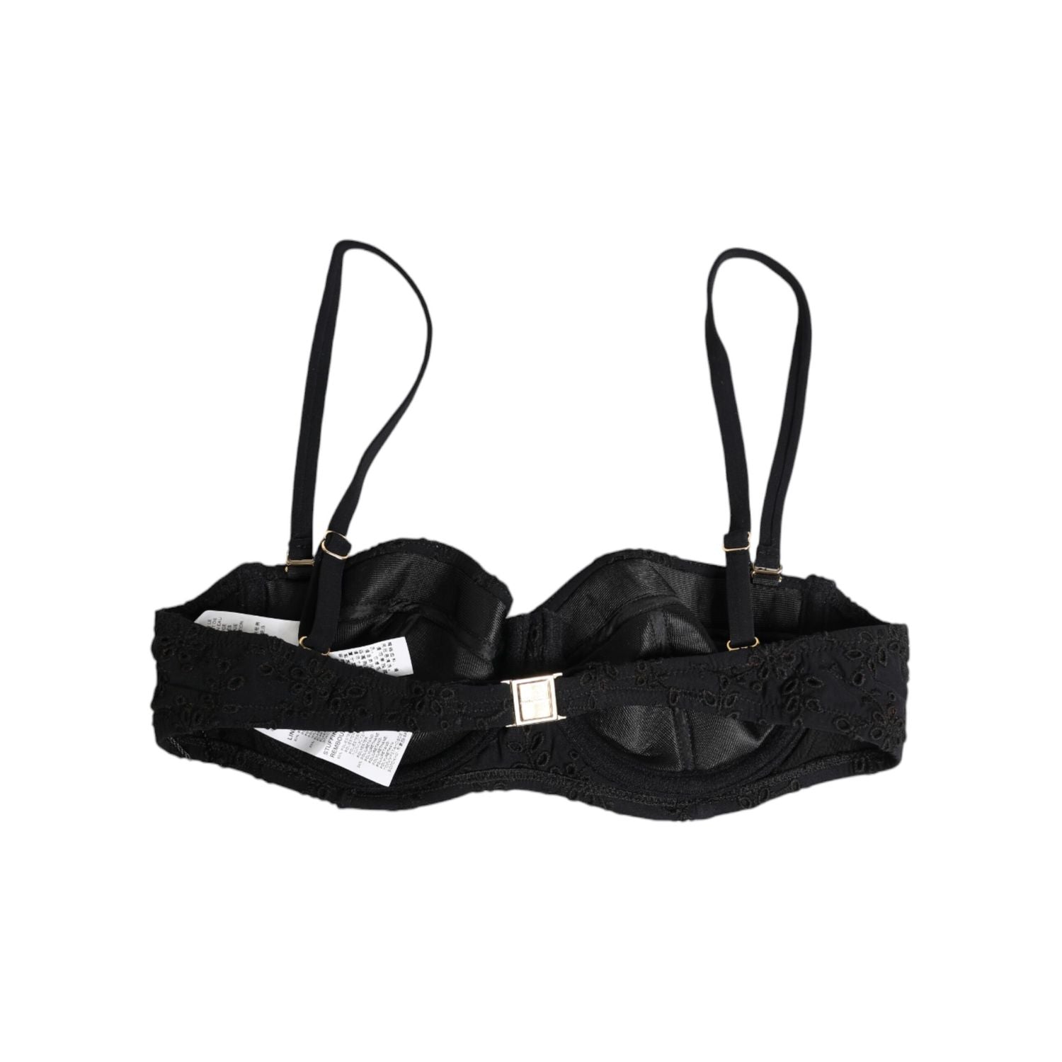 Dolce & Gabbana Black Polyester Embroidered Underwire Bra Underwear