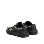Dolce & Gabbana Black Portofino Studded Men Sneakers Shoes - back view with studded detailing and logo