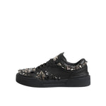 Dolce & Gabbana Black Portofino Studded Men Sneakers Shoes in smooth leather with edgy stud detailing.
