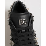 Dolce & Gabbana Black Portofino Studded Men Sneakers Shoes with logo and studded details