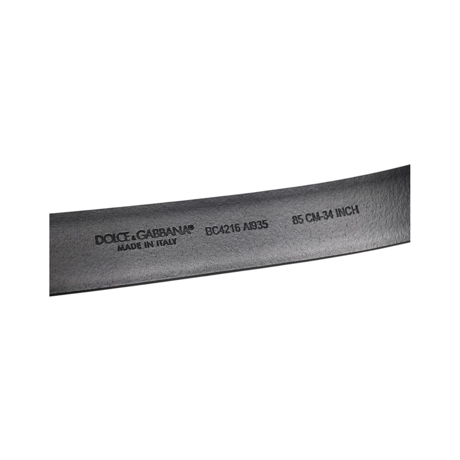 Dolce & Gabbana Black Shiny Leather Silver Metal Buckle Belt