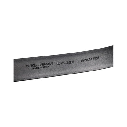 Dolce & Gabbana Black Shiny Leather Silver Metal Buckle Belt