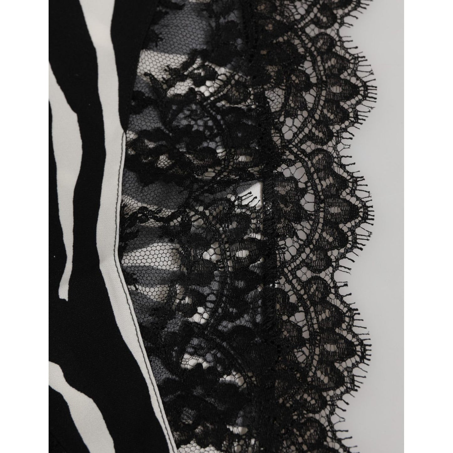 Dolce & Gabbana Black Silk Zebra Print Lace High Waist Underwear