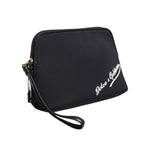 Dolce & Gabbana Black Solid Nylon DG LogoPrint Clutch Zip Borse Pouch Bag with wrist strap and zipper, gold-tone hardware
