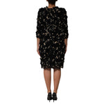 Dolce & Gabbana Black Viscose Pearl Embellishment Shift Dress