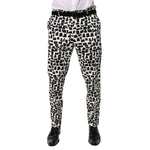 Dolce & Gabbana Black White Abstract Print Cotton Blend Pants with brushstroke pattern, tailored fit, zipper closure, and logo details.