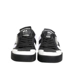 Dolce & Gabbana Black White Leather MIAMI Low Top Sneakers Shoes, stylish sneakers with lace-up closure, front view.