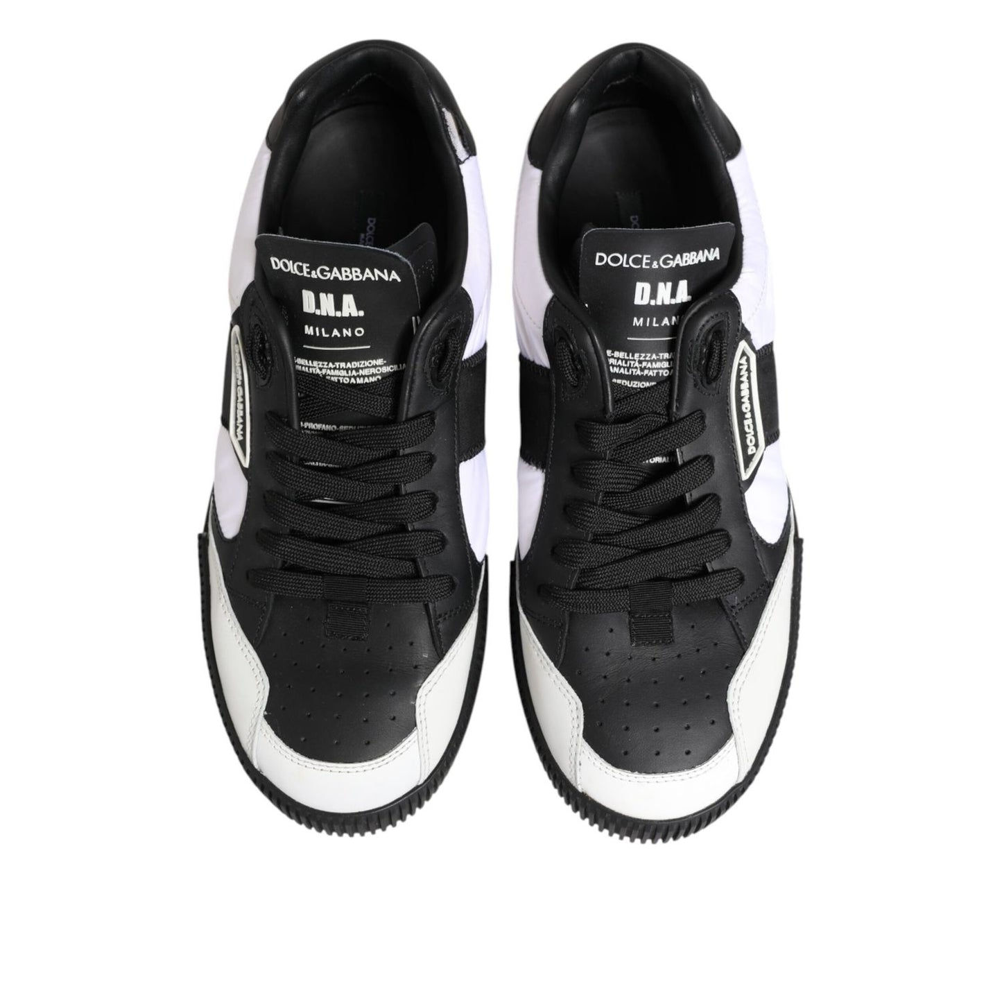 Dolce & Gabbana Black White Leather MIAMI Low Top Sneakers Shoes top view