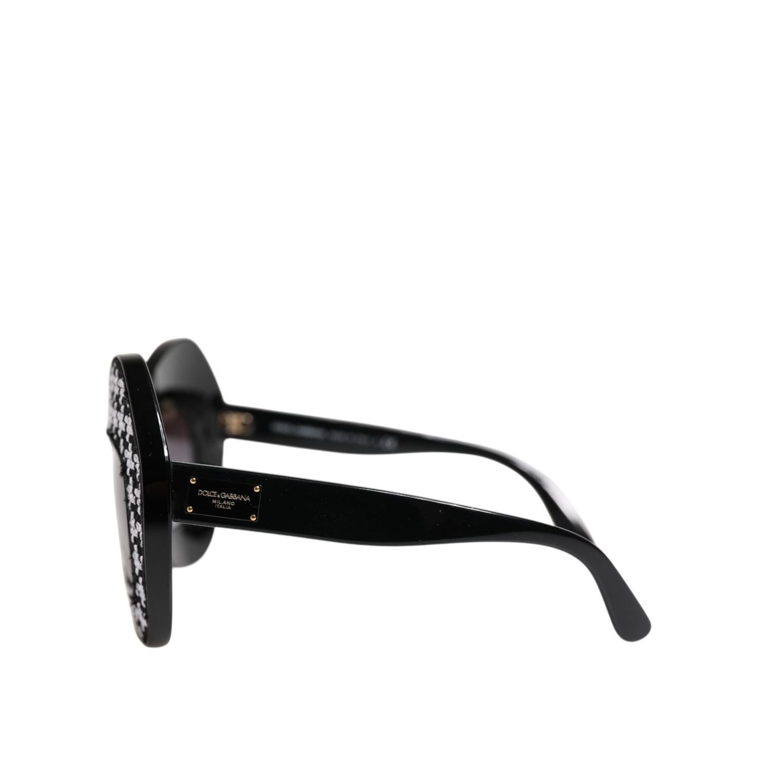 Dolce & Gabbana Black White PIED DE POULE Print Oversized Shades Sunglasses