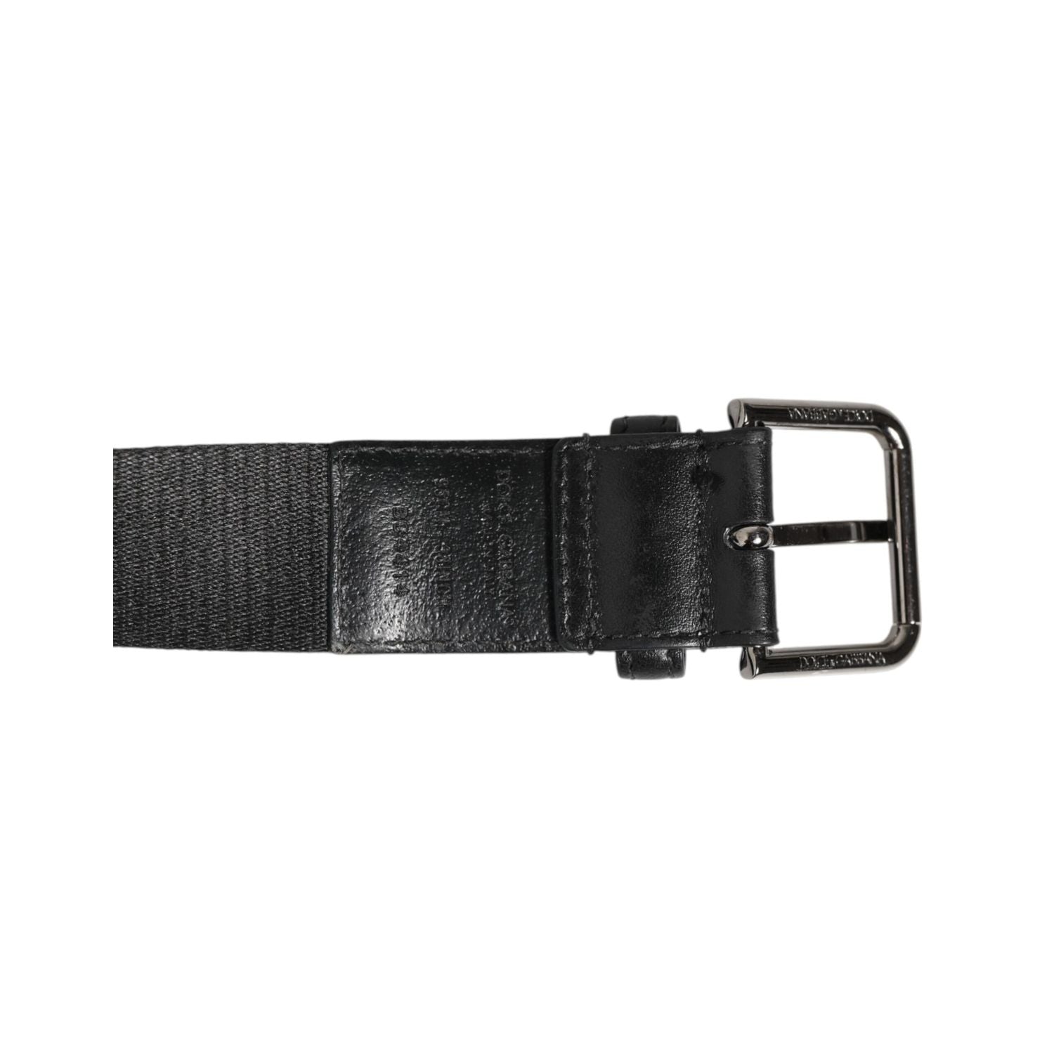 Dolce & Gabbana Black White Printed Metal Logo Buckle Belt