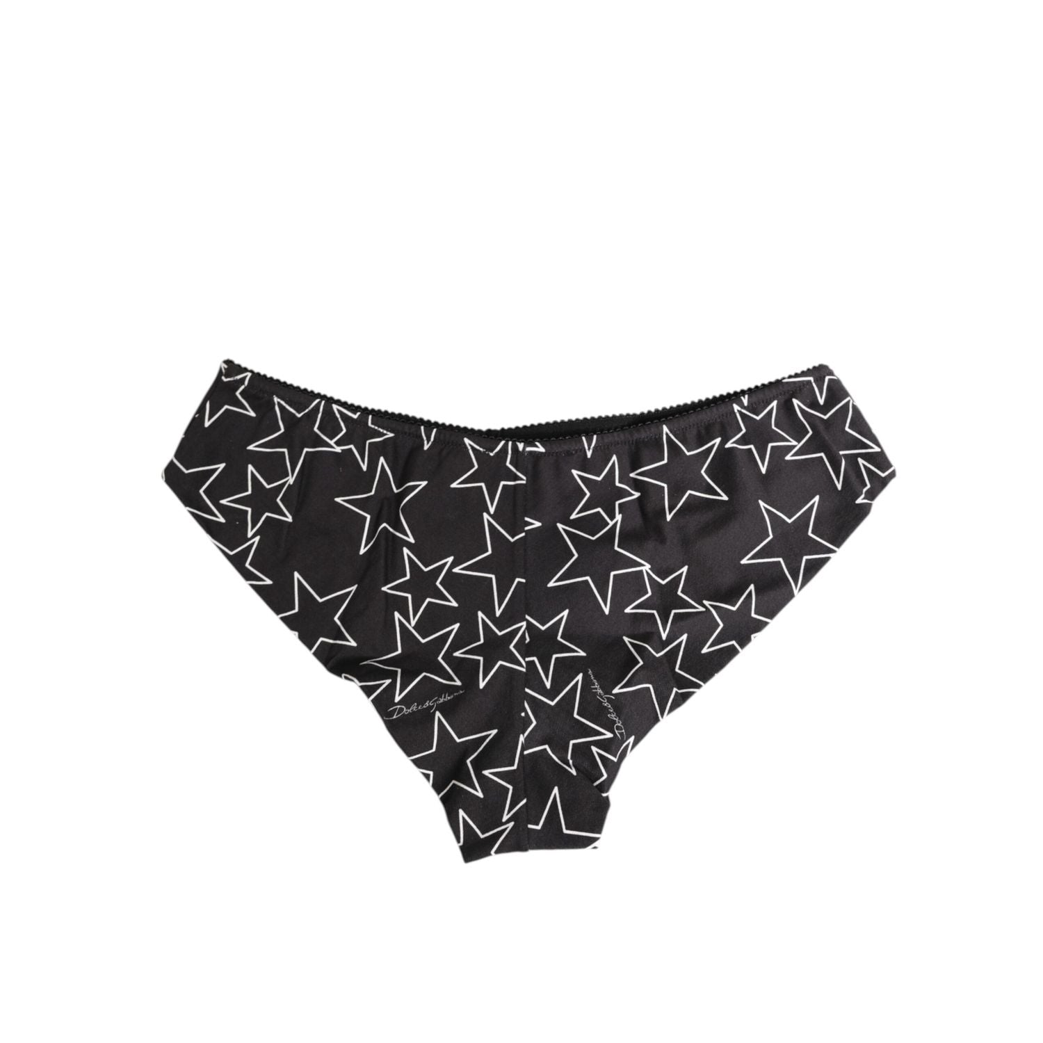 Dolce & Gabbana Black White Star Print Cotton Slip Panty Underwear