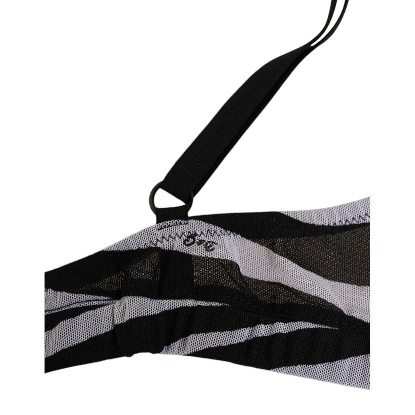 Dolce & Gabbana Black White Zebra Print Sheer Mesh Bralette Underwear