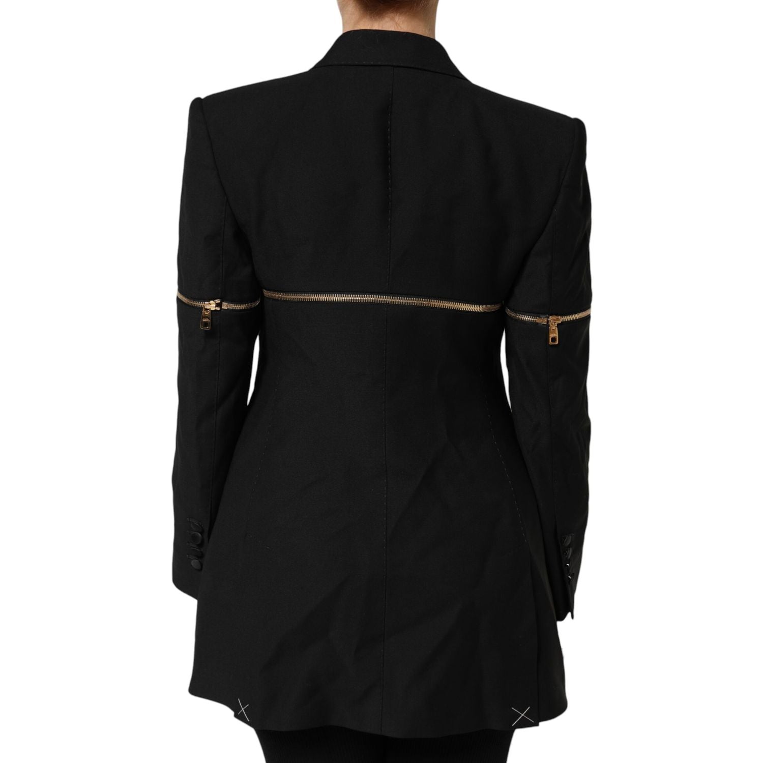 Dolce & Gabbana Black Wool Zipper Detailing Blazer Jacket