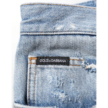Dolce & Gabbana Blue Distressed Ripped Denim Trouser Jeans