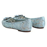 Dolce & Gabbana Blue Lace Crystal Ballet Flats Loafers Shoes LA12662-36