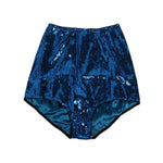 Dolce & Gabbana Blue Sequin Embellished High Waist Girdle Underwear with leopard print and full coverage, showcasing signature style.