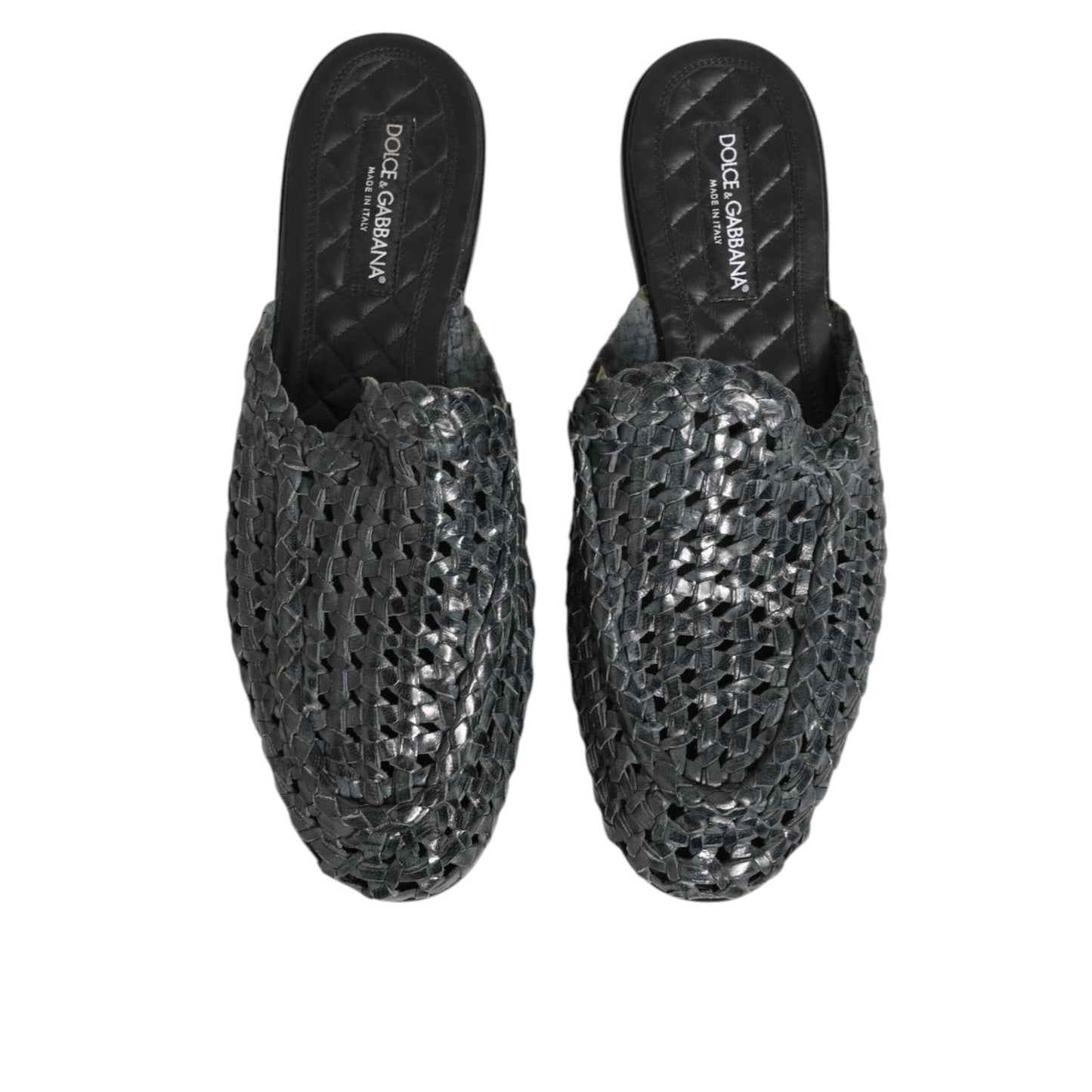 Dolce & Gabbana Blue Woven Slides MULES Men Sandals Shoes