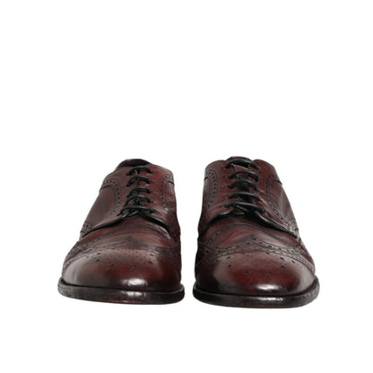 Dolce & Gabbana Bordeaux Leather Lace Up Dress Derby Shoes