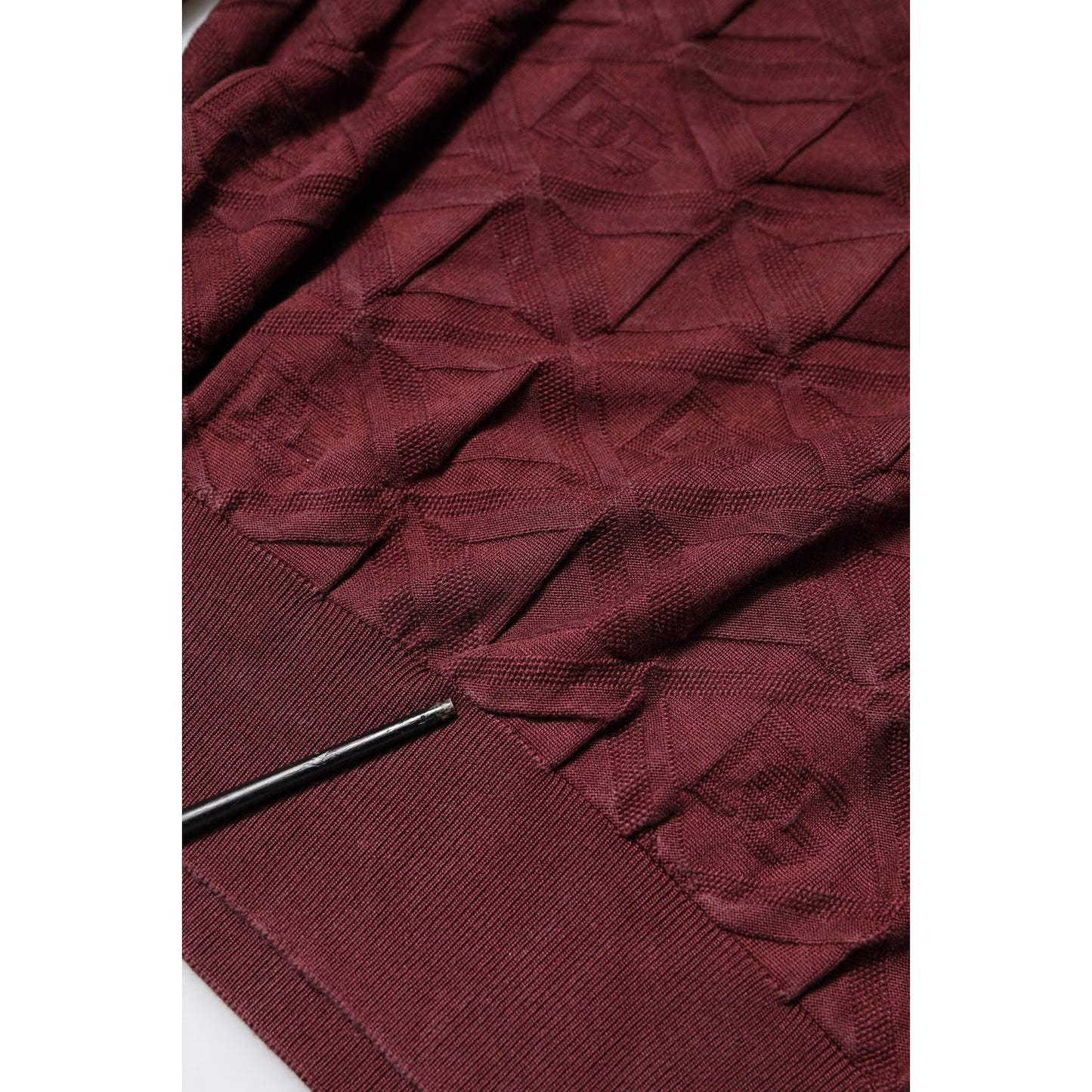 Dolce & Gabbana Bordeaux Silk Knit Crew Neck Pullover Sweater