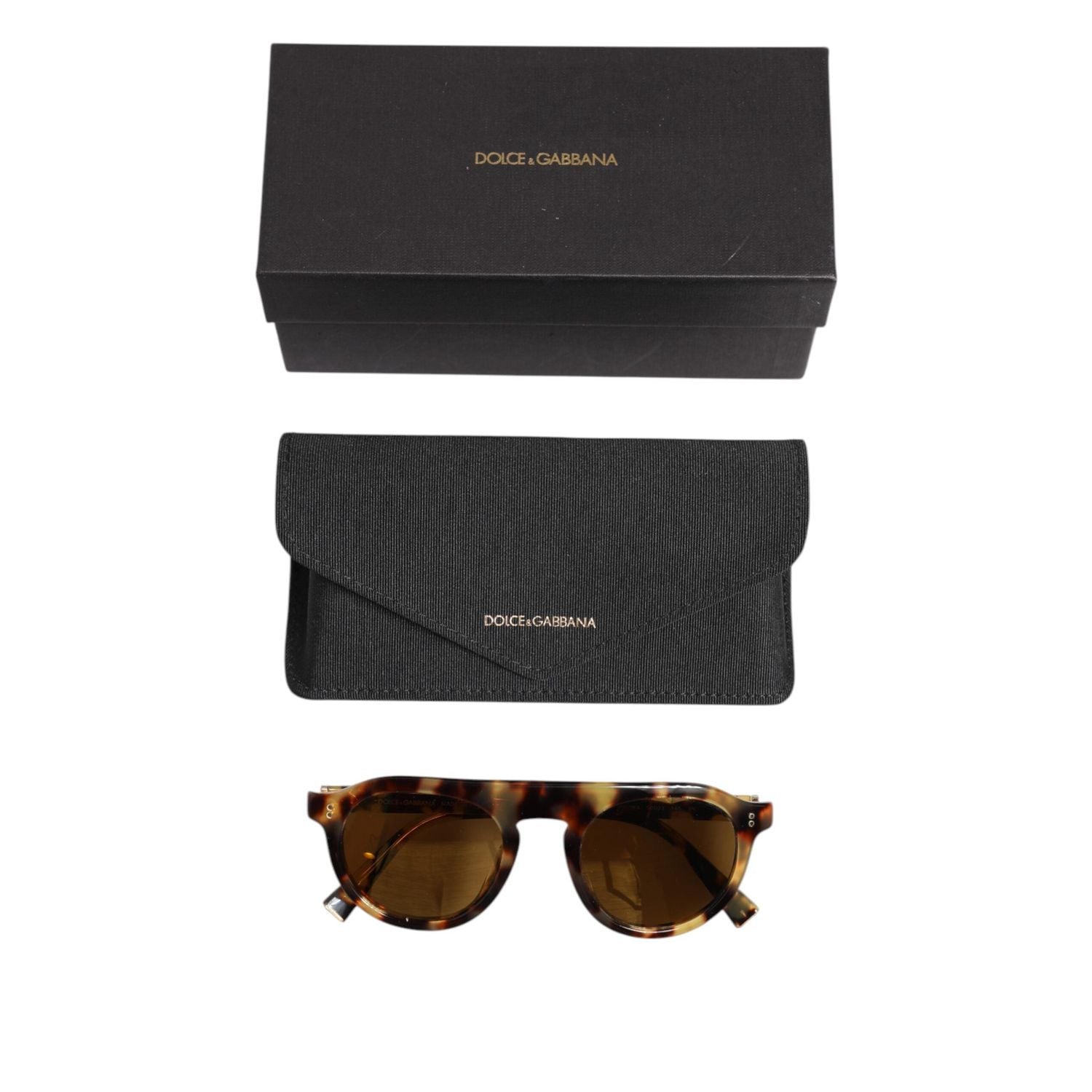 Dolce & Gabbana Brown Acetate Round Leopard Print Eyewear Sunglasses