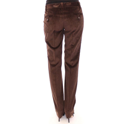 Back view of Dolce & Gabbana Brown Cotton Casual Pants with pockets and button details.