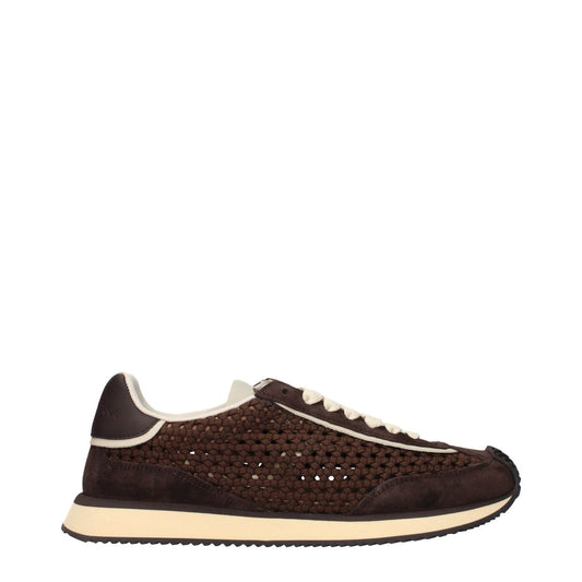 Dolce & Gabbana Brown Fabric Low Tops with front and back logo in woven design