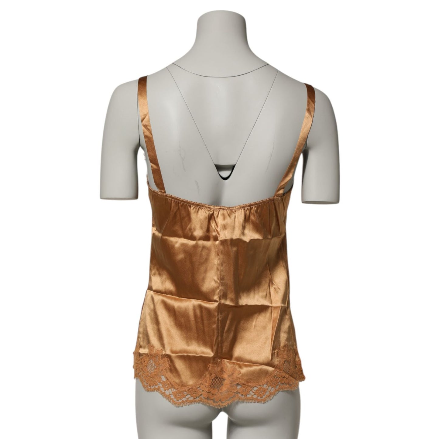 Dolce & Gabbana Brown Floral Lace Silk Satin Tank Lingerie Underwear back view