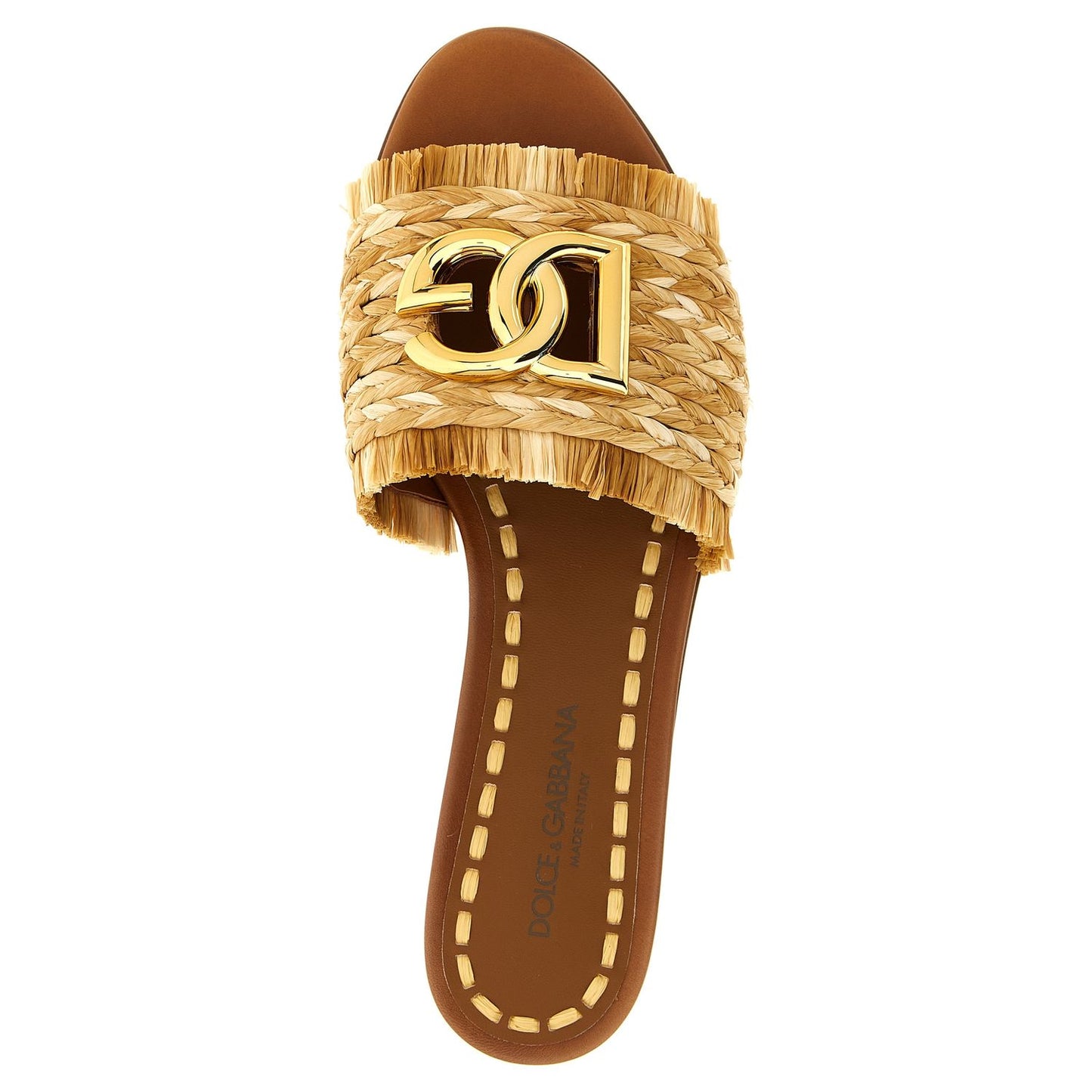 Dolce & Gabbana Brown Raffia Slides