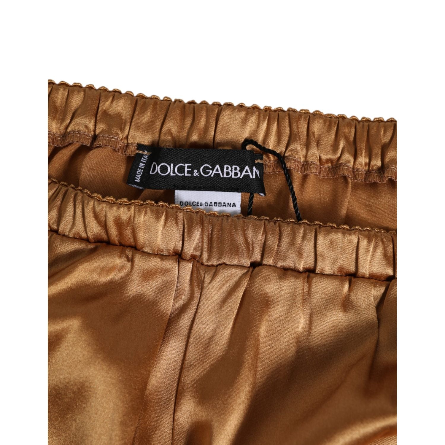 Dolce & Gabbana Brown Silk Satin Floral Lace Shorts Underwear