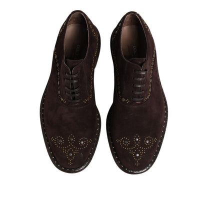 Dolce & Gabbana Brown Velvet Lace Up Oxford Dress Shoes